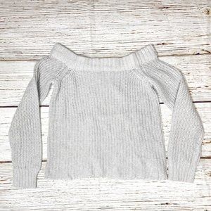 Off The Shoulder Grey Knit Sweater